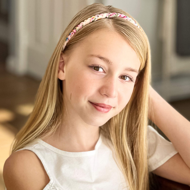 FROG SAC 4 Floral Headbands for Girls Adjustable Braided Hairband Hair Accessories for Women Teen Girl Cloth Fabric Head
