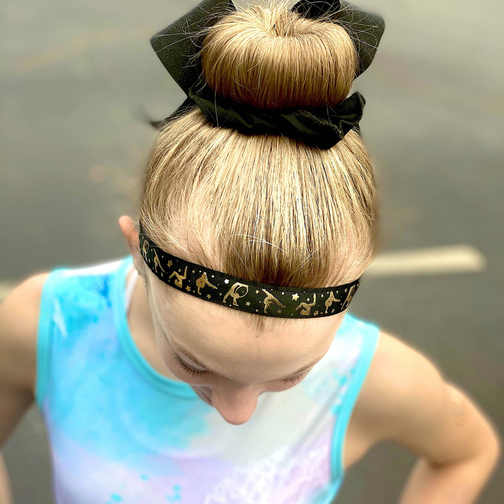FROG SAC 4 Gymnastics Headbands for Girls Adjustable No Slip Stretch Elastic Sport Head Band for Kids Thin Fabric Hair A