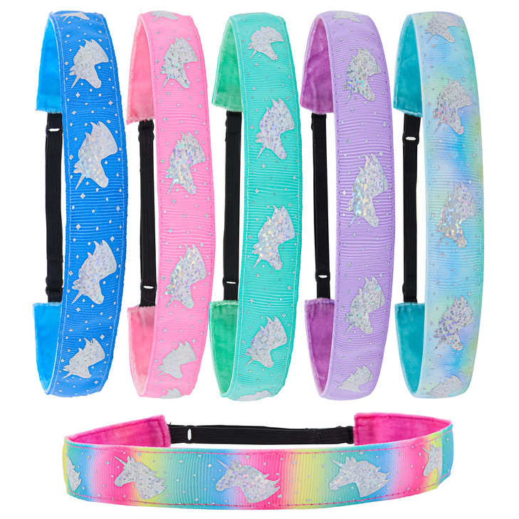 FROG SAC Headbands for Girls 6 Adjustable No Slip Head Bands for Kids Athletic Sport Hair Bands for Women Stretch Elasti