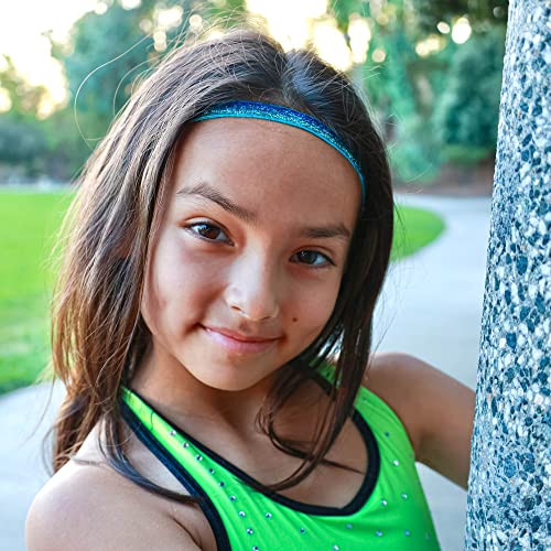 FROG SAC 6 Glitter Headbands for Girls Adjustable Non Slip Thin Elastic Hair Bands for Kids Stretch Heart Zig Zag Girl H