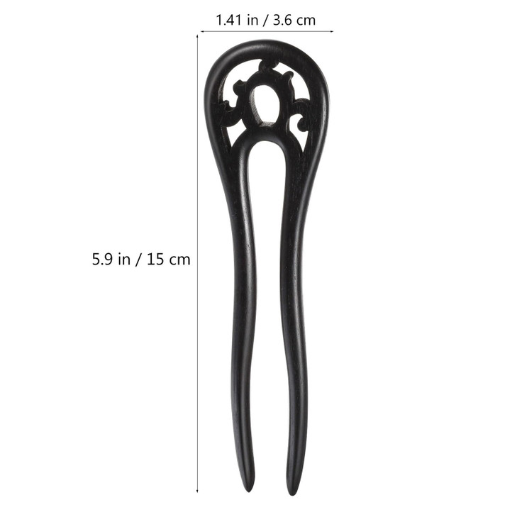 Lurrose Vintage Ebony Hair Chopsticks UShaped Hairpin Retro Hair Stick for Women Styling Party Accessories