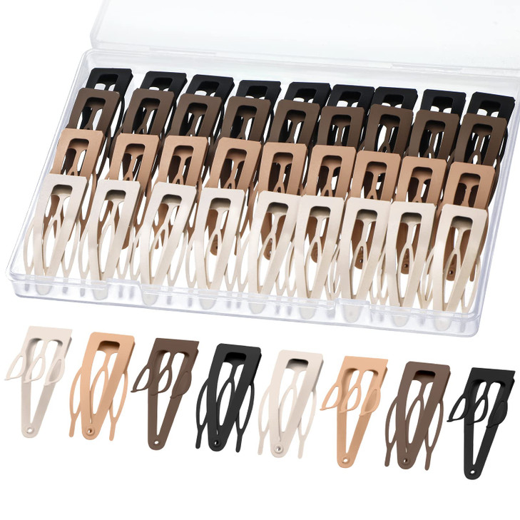 Dingion 60 Pieces Double Grip Hair Clips Metal Snap Hair Clips Grip Women Barrettes Accessories with Plastic Box for Wom