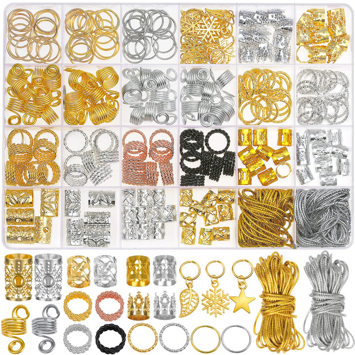 Jollidecor 259PCS Hair Jewelry Accessories for Women Braids Hair Loc Wire Wrapped Adornment for Dreadlock Hair Aluminum