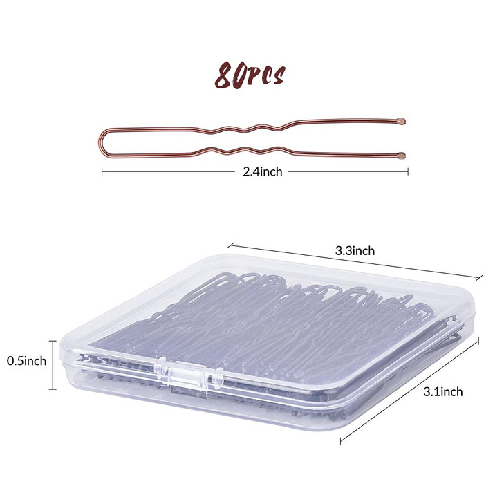 U Shaped Hair Pins IKOCO 24inch Hair Pins for Women with Storage Box Brown