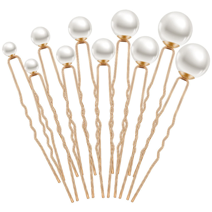Charonle 32 Pieces Wedding Pearl Hair Pins Bridal Pearl Rhinestone Hair Accessories U Shape Barrette for Bride Bridesmai