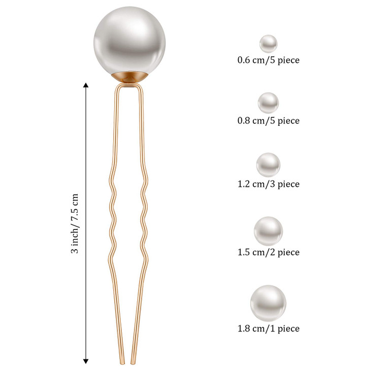 Charonle 32 Pieces Wedding Pearl Hair Pins Bridal Pearl Rhinestone Hair Accessories U Shape Barrette for Bride Bridesmai