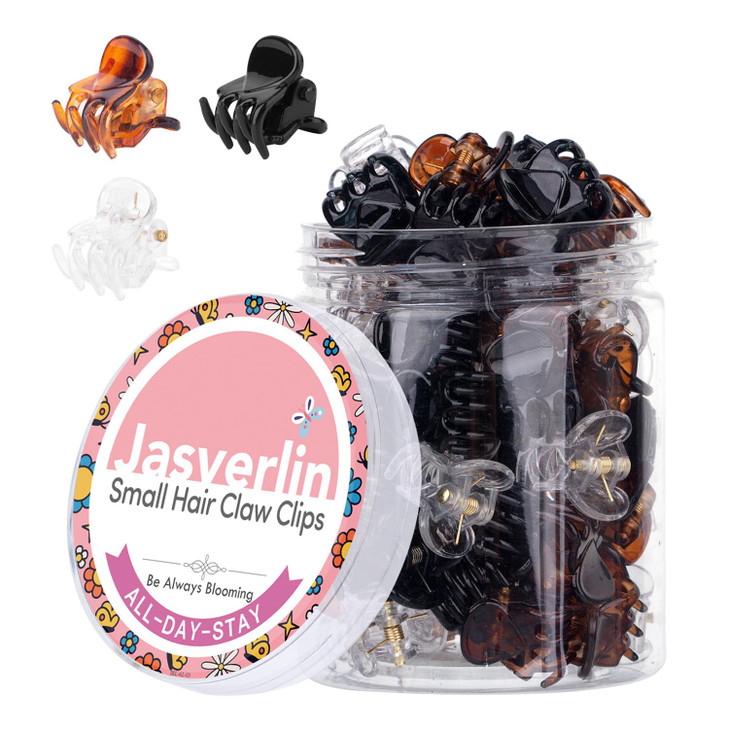 JASVERLIN 51 Pcs Mini Hair Claw Clips for Women Girls Small Cute Jaw Hair Clips for Baby Toddler Fine Thin Hair Durable