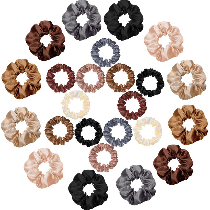 WILLBOND 24 Pieces Satin Hair Scrunchies Bulk Silk Elastic Hair Bands Ropes Ponytail Holder for Women Girls Accessories