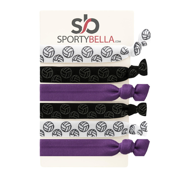 Volleyball Hair Ties Set Purple No Crease Hair Elastics Volleyball Accessories for Players Teams Gifts