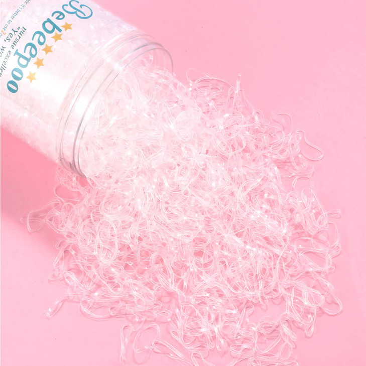 Clear Hair ElasticsBEBEEPOO 2500pcs Rubber Bands for Hair Clear Mini Elastic Rubber Hair Bands Small Hair Tties STRONG R