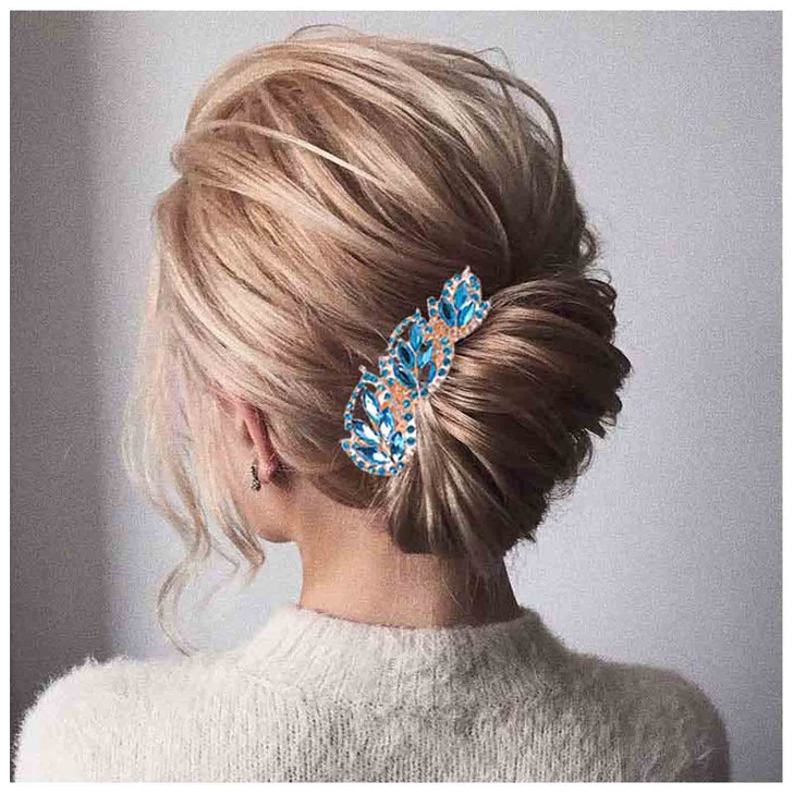 Yheakne Gold Crystal Wedding Hair Clip Barrette Rhinestone Hair Clip Comb Headpieces Shining Bride Hair Barrette Headwea