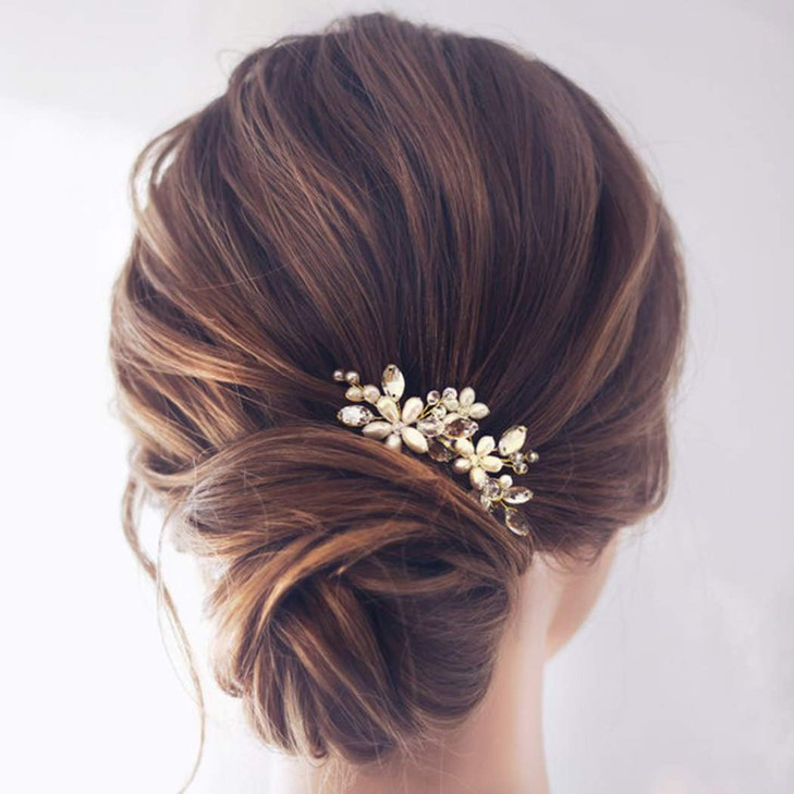 JAKAWIN Pearl Hair Accessories Bridal Hair Clip for Wedding Decorative Hair Pins Women HP065 Gold
