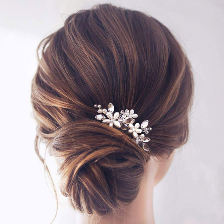 JAKAWIN Pearl Hair Accessories Bridal Hair Clip for Wedding Decorative Hair Pins Women HP065 Silver