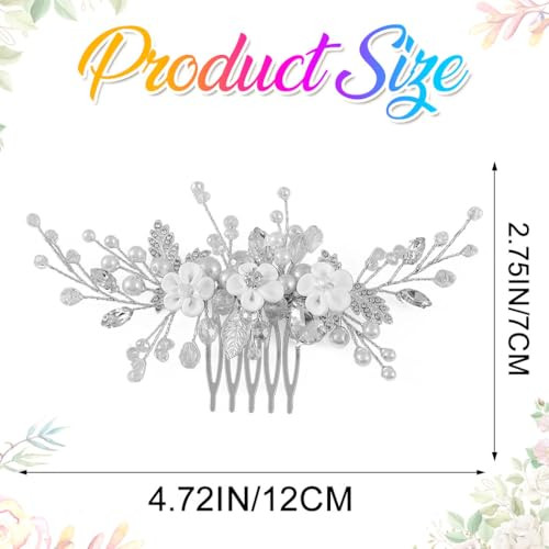 Latious Bridal Hair Comb Silver Wedding Hair Accessories Pearl Hair Clips for Women