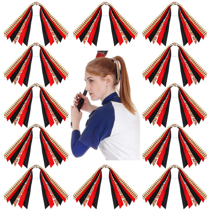 Kajaia 12 Pcs Softball Hair Ties Cheer Scrunchies Baseball Gifts Ribbon Ponytail Holder Streamer Elastics Cheerleader Ac