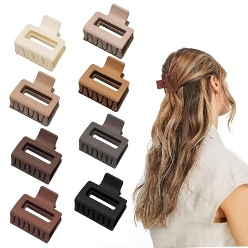 Medium Claw Hair Clips for Women Girls 2 Matte Rectangle Small Claw Clips for ThinMedium Thick Hair Hair Jaw Clip Nonsli