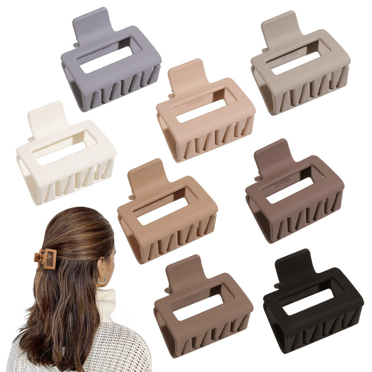 Womens Hair Accessories Matte Square and Rectangle Medium Small Claw Clips for Thick Thin or Long Hair Strong Hold NonSl