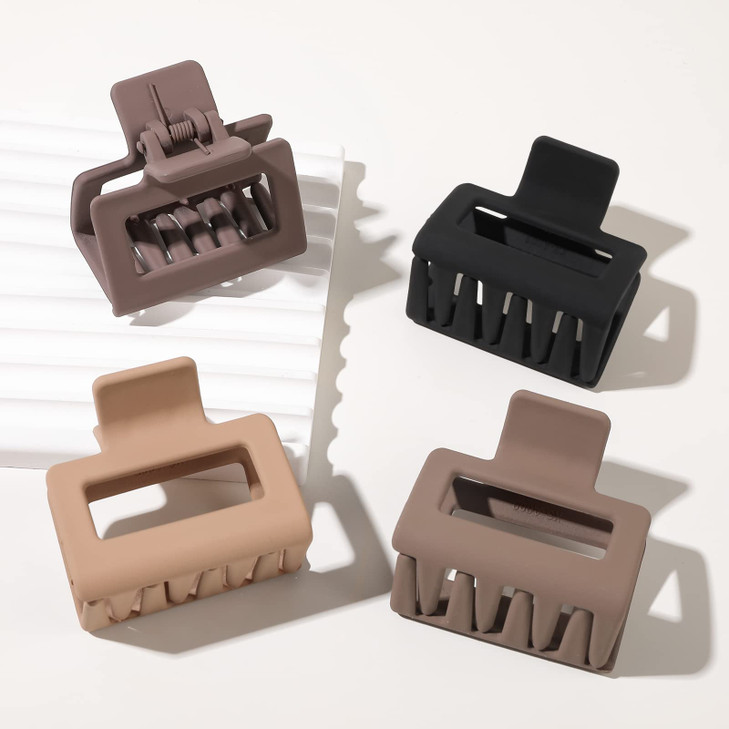 Womens Hair Accessories Matte Square and Rectangle Medium Small Claw Clips for Thick Thin or Long Hair Strong Hold NonSl