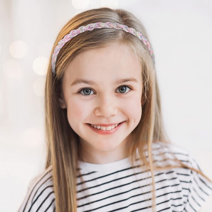 FASOTY 8 Pieces Beaded Headband Sparkly Crystal Beaded Hair Hoop Colorful Braided Thin Headbands for Women Girls Fashion