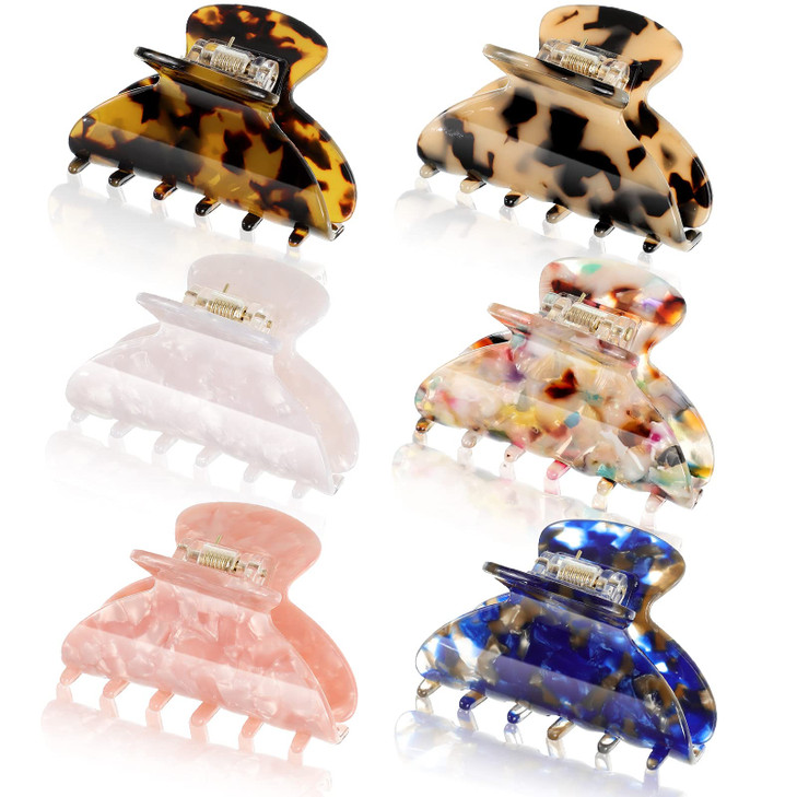 WILLBOND 6 Pieces Medium Hair Claw Clips for Thin Hair 26 Inch Tortoise Shell Clip Banana Jaw Hairpin French Style Barre