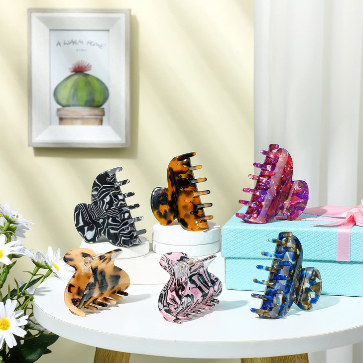 WILLBOND 6 Pieces Medium Hair Claw Clips for Thin Hair 26 Inch Tortoise Shell Clip Banana Jaw Hairpin French Style Barre