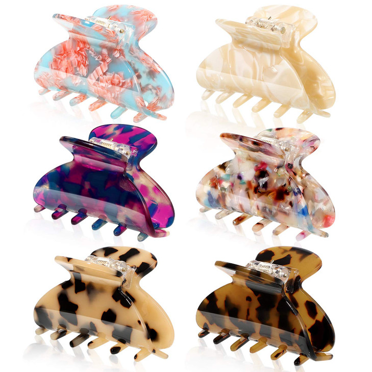 WILLBOND 6 Pieces Medium Hair Claw Clips for Thin Hair 26 Inch Tortoise Shell Clip Banana Jaw Hairpin French Style Barre