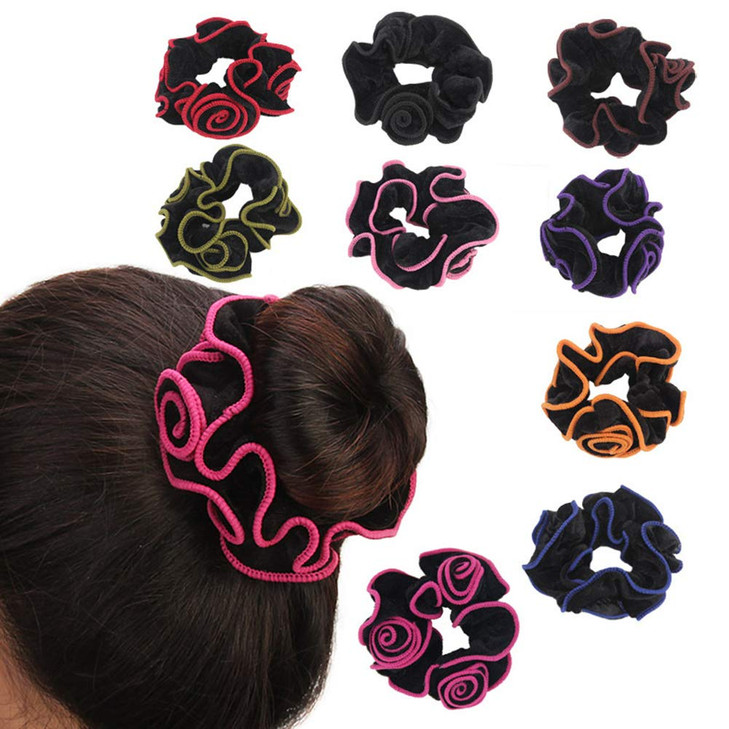 LOVEF 10 Pcs Premium Korean Velvet Scrunchies Bands Ties and Ropes for Women or Girls Hair Accessories