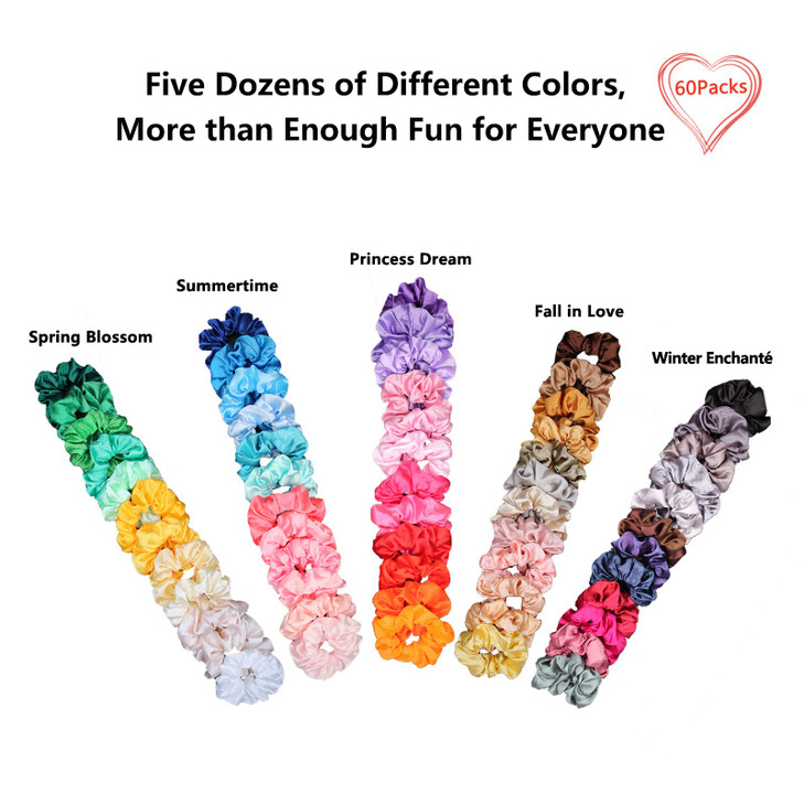 BeeVines Hair Scrunchies Satin Silk Scrunchies Silky Curly Hair Accessories for Women Hair Ties Ropes for Teens Girls Bi