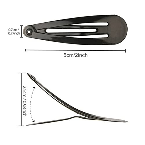 12 Pieces Snap Hair Clips for Women Hair Barrettes 2 Inch Metal Black Hair Clip Hair Accessories