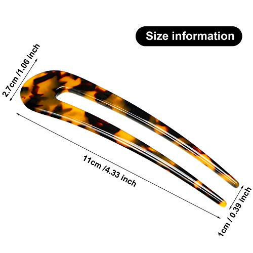 4 Pieces French Ushaped Hairpin with Two Prongs U Shape Hair Clips Chignon Pin Tortoise Shell U Sticks Pins for Women Ha