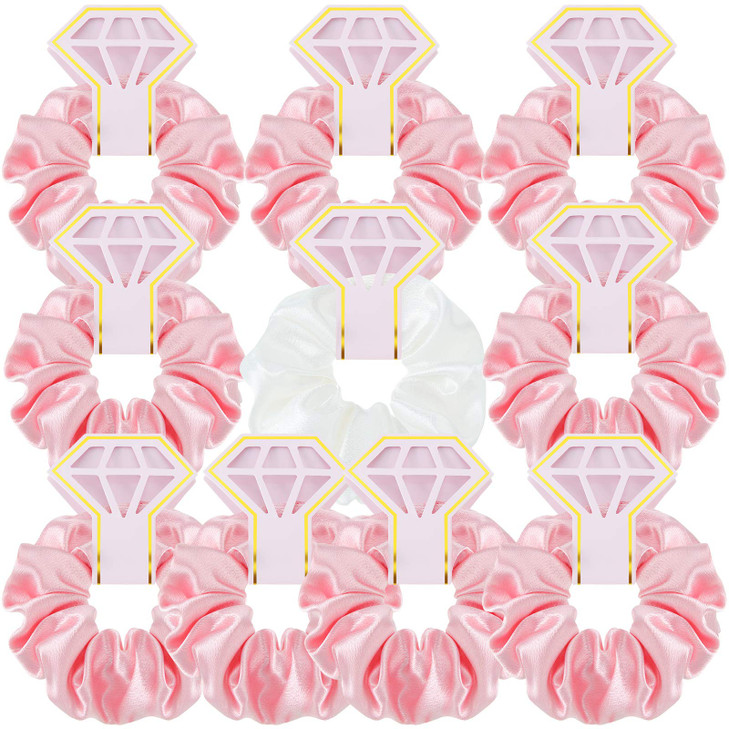 WILLBOND 10 Pcs Bridal Hair Scrunchies Satin Bridesmaid Hair Ties Bachelorette for Wedding Party Favors Bridesmaid Propo