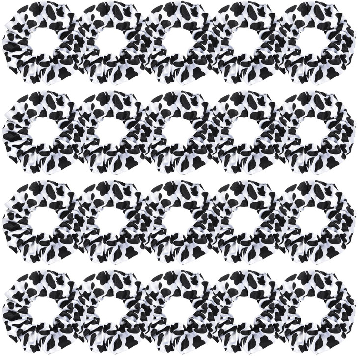 WILLBOND 20 Pieces Cow Print Scrunchies Women Elastic Silk Satin Scrunchies Cow Hair Ties Hairband Ponytail Holder for P