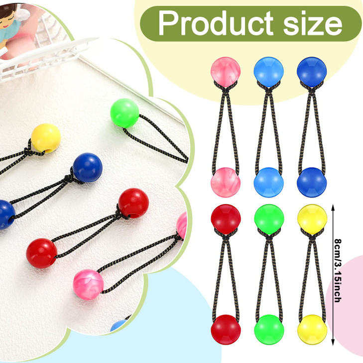 Jutom 24 Pieces Hair Tie Balls 20mm Bubble Ponytail Holders for Girls Double Bead Bubble 80s 90s Hair Balls Tie Elastic