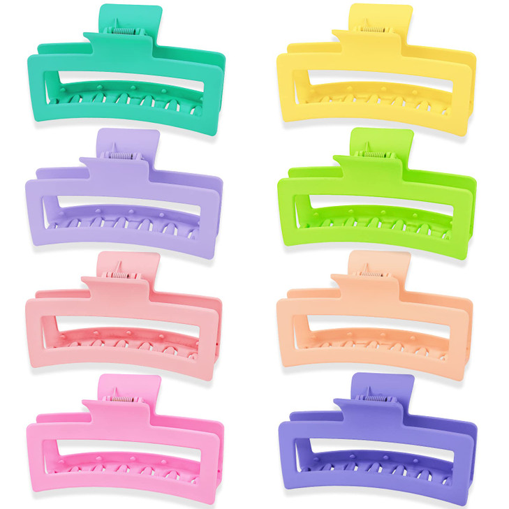Jelyne 8PCS 5 Inch Extra Large Square Hair Clips Matte Rectangular Claw Hair Clips for Women Girls Strong Hold XL Jumbo
