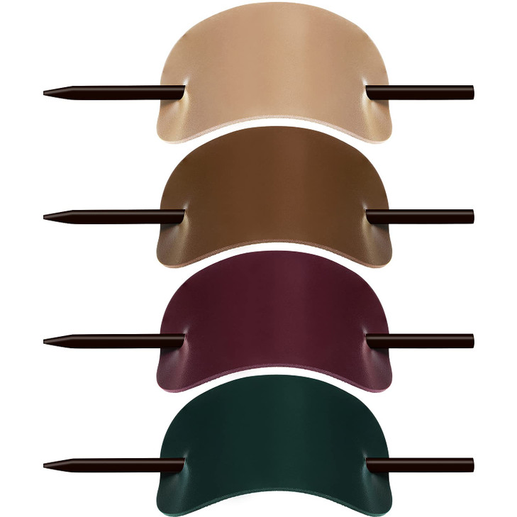4 Pieces Oval Faux Leather Hair Barrettes with Wooden Sticks Handmade Slide Barrettes Hair Accessories for Women and Gir