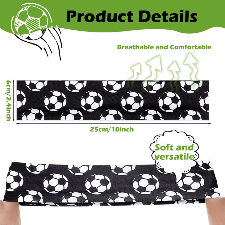 WILLBOND 9 Pieces Soccer Headbands for Girls Boys Elastic Headbands Adjustable Hair Accessories Soccer Team Gifts for Gi