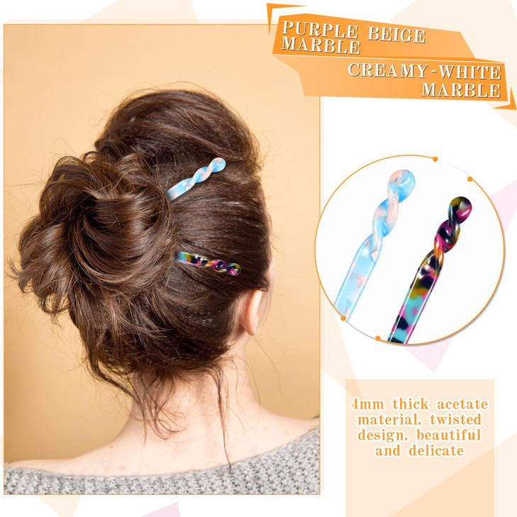 12 Pieces Acetate Hair Sticks Hair Chopsticks Tortoise Shell Leopard Print Shell Pins Vintage Chinese Chopstick Styling
