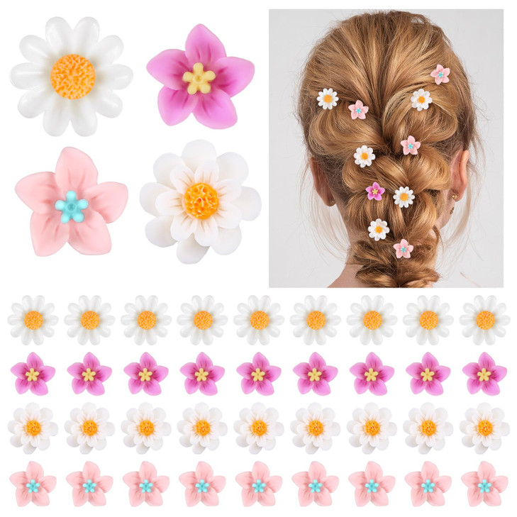 BBTO 24 Pcs Mini Flower Hair Clip for Girls Women Lily Daisy Flower Small Hair Pin Wedding Bridesmaid Bridal Clips Elega