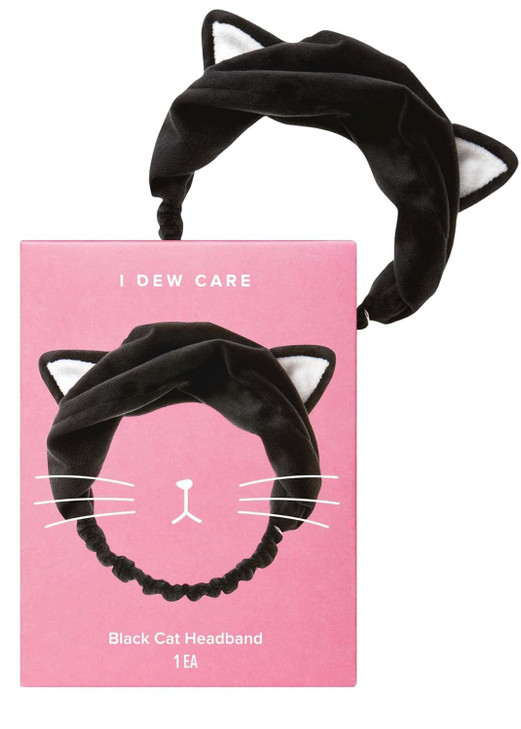 I DEW CARE Face Wash Headband Black Cat Adorable Design Perfect for Washing Cleansing Makeup and Spa Bath Skincare Quick