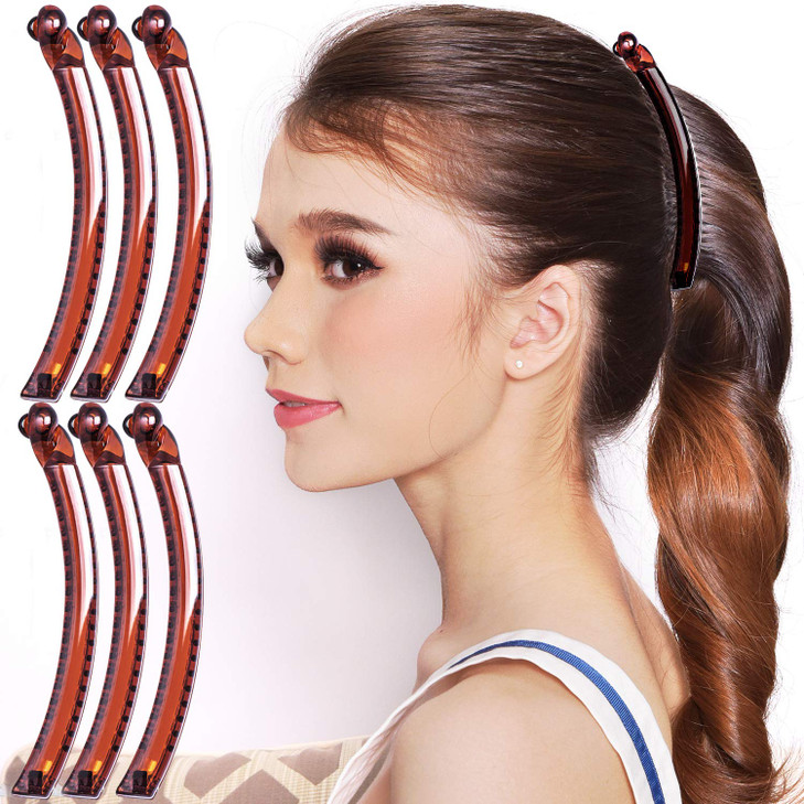 RC ROCHE 6 Pcs Banana Hair Clip Thin Hair Fine Ponytail Maker No Slip Small Claw for Women Secure Grip Jaw Clamp Cute St