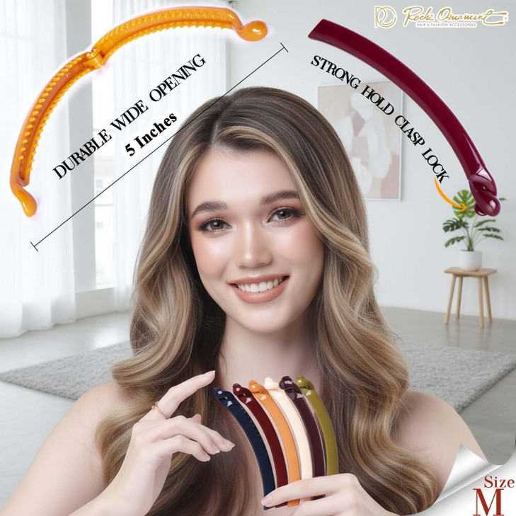 RC ROCHE 6 Pcs Banana Hair Clip Thin Hair Fine Ponytail Maker No Slip Small Claw for Women Secure Grip Jaw Clamp Cute St
