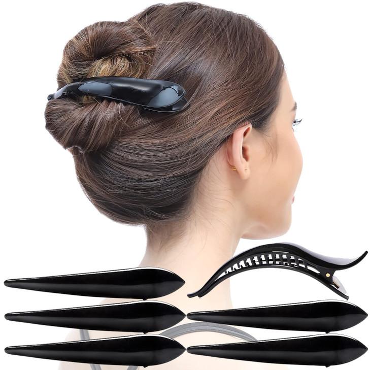 RC ROCHE 6 Pcs Duck Bill Alligator Hair Clips for Women Sectioning Flat Claw Long Thick Hair Inner Teeth Curved Styling