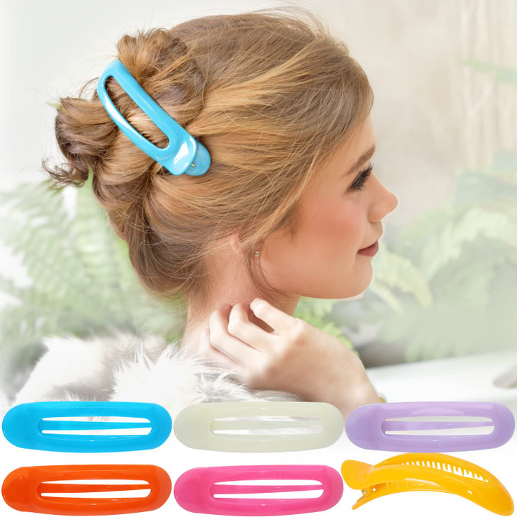 RC ROCHE 6 Pcs Flat Claw Hair Clips for Women Alligator French Barrette Long Thick Hair Duckbill Curved No Slip Grip Lay