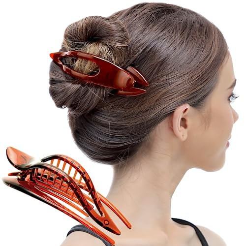 RC ROCHE 1 Pcs Flat Hair Clips Big Claw for Thick Hair French Duckbill Women No Slip Side Slide Curved Alligator Concord