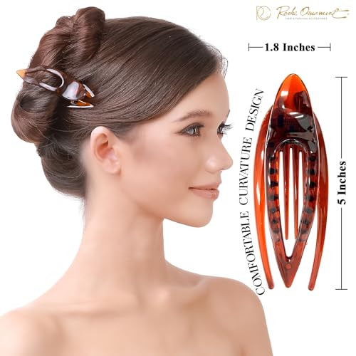 RC ROCHE 1 Pcs Flat Hair Clips Big Claw for Thick Hair French Duckbill Women No Slip Side Slide Curved Alligator Concord