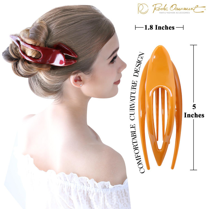 RC ROCHE 6 Pcs Flat Hair Clips Big Claw for Thick Hair French Duckbill Women No Slip Side Slide Curved Alligator Concord