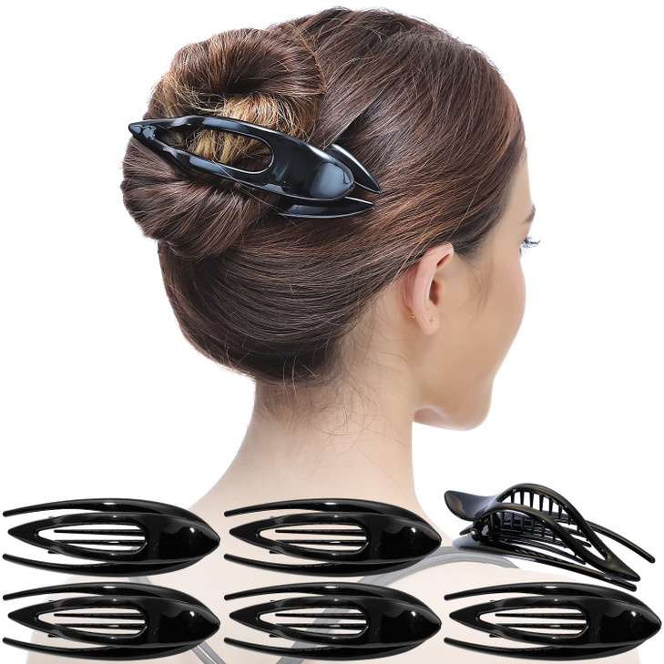 RC ROCHE 6 Pcs Flat Hair Clips Big Claw for Thick Hair French Duckbill Women No Slip Side Slide Curved Alligator Concord
