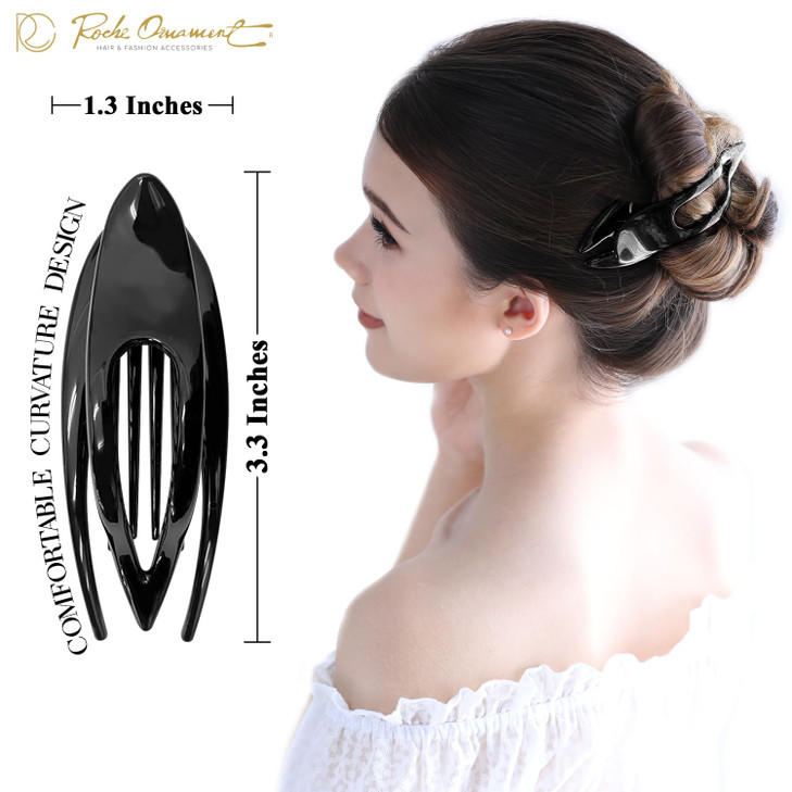 RC ROCHE 6 Pcs Flat Hair Clips Big Claw for Thick Hair French Duckbill Women No Slip Side Slide Curved Alligator Concord