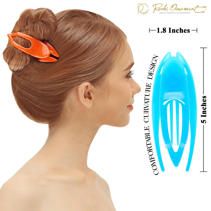 RC ROCHE 6 Pcs Flat Hair Clips Big Claw for Thick Hair French Duckbill Women No Slip Side Slide Curved Alligator Concord