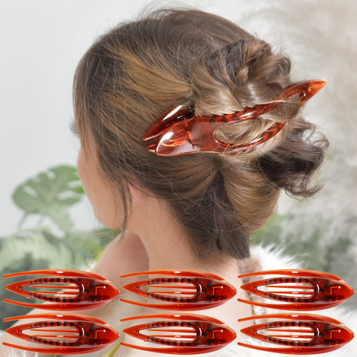 RC ROCHE 6 Pcs Flat Hair Clips Big Claw for Thick Hair French Duckbill Women No Slip Side Slide Curved Alligator Concord